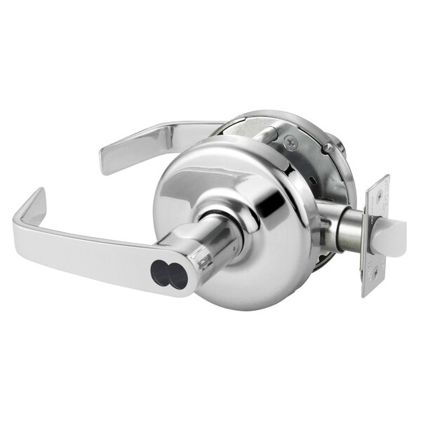 Grade 2 Entrance or Office Cylindrical Lock, Newport Lever, SFIC Prep Less Core, Bright Chrome Finis